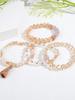 4pcs Vintage Boho Stretch Thread Layered Bead Tassel Women's Bracelets