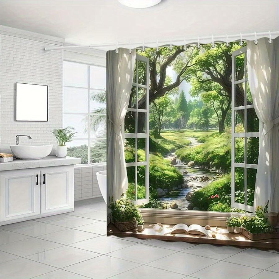 Enchanted Garden View Shower Curtain- Scenic Bath Decor, Perfect for Those Who Love Nature and Outdoor-Inspired Designs