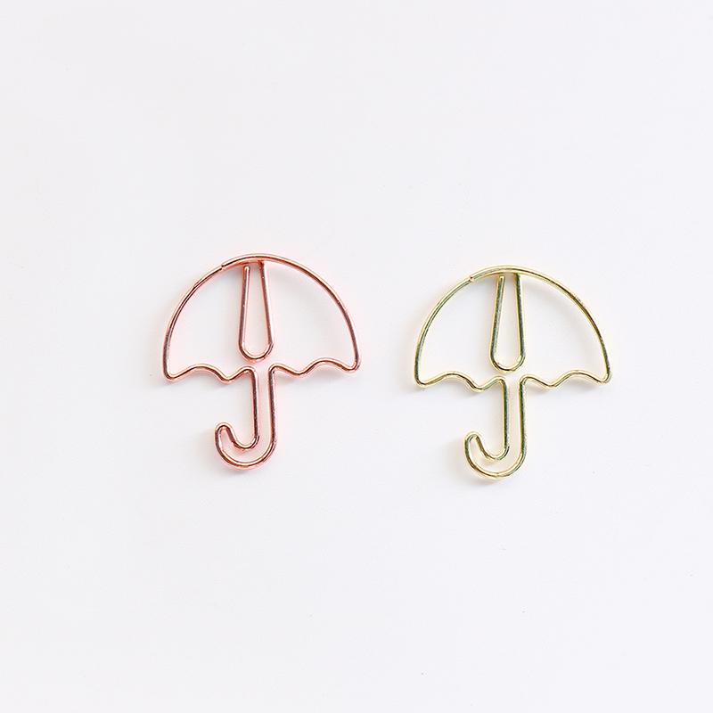 30pcs Umbrella Shape Paper Clip Creative Cute Bookmark Metal Color Cartoon Paper Clips for Planner Office Stationery
