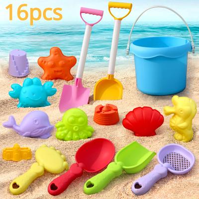 Set di giocattoli da spiaggia per bambini, per bambini che giocano in acqua e in spiaggia, grande pala per sabbia, secchio da spiaggia, strumento per scavare la sabbia, giocattolo per sabbia