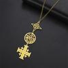  Jerusalem Cross Witch Knot Necklace Stainless Steel Vintage Pentacle Tetragrammaton Necklaces Triple Protection Jewelry
