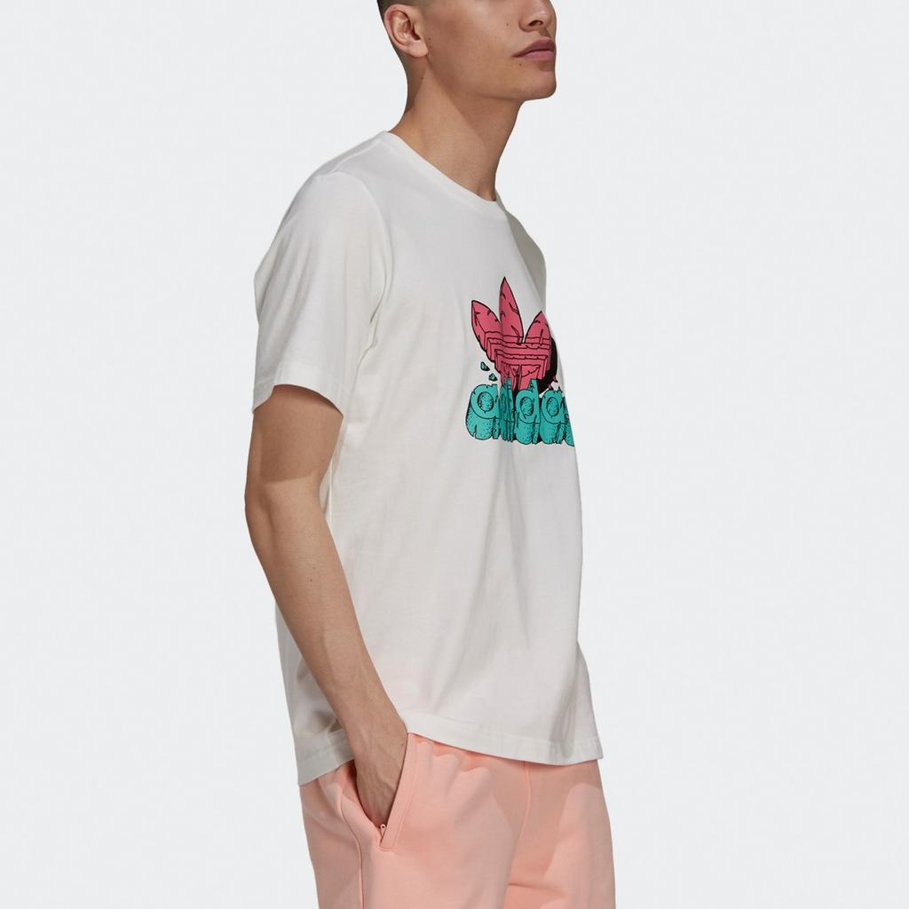 adidas Logo Print Sports Crew Neck Short Sleeve T-Shirt for Men In Off-White