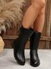 Fashion Women's 2025 New Fall/Winter Versatile Retro Knight Boots Round Toe Block Heel Mid-Tubular Boots