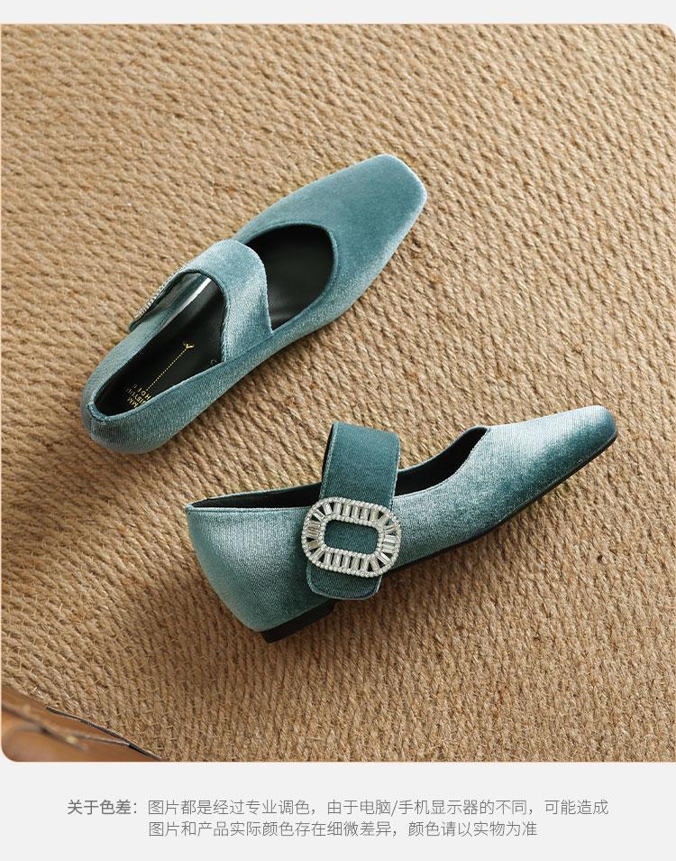 Vintage Velvet Mary Jane Women's Shoes 2026 Spring and Autumn Edition Lightweight Fashion Shoes Versatile Commuter Low Heel Women's Single Shoes