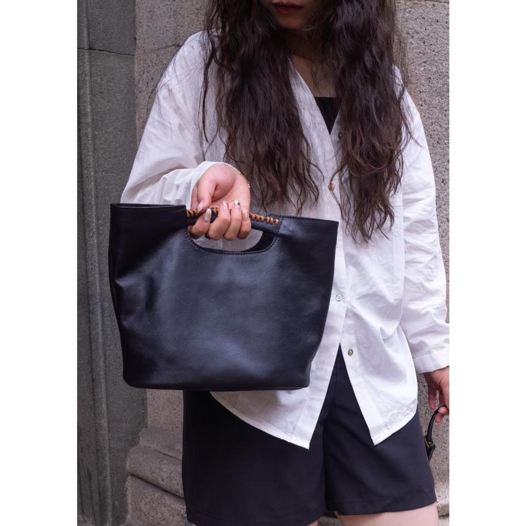 Top layer tree paste vegetable tanned cowhide women's portable shoulder messenger bag handmade retro literary leather women's bag