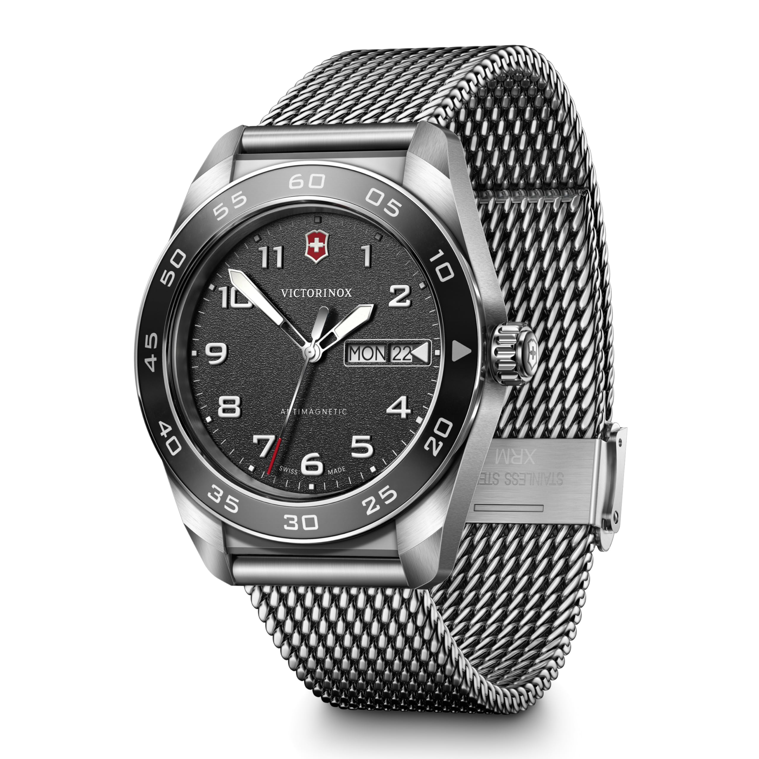

VICTORINOX SWISS ARMY Watch Analog Waterproof Quartz Black Dial Mesh Bracelet Stainless Steel Case Strap Replacement 5 Year Warranty Brand Gift Black