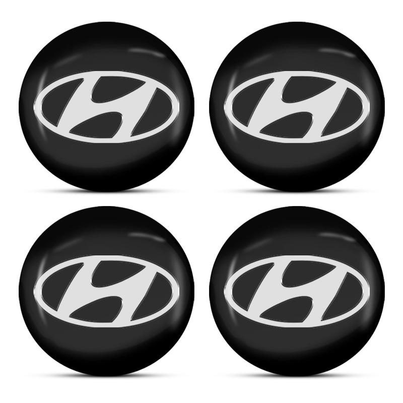 4 stk 56MM Bilhjul Senter Navkapsel Logo Klistremerker Felgdeksel Emblem Dekal For Hyundai Santa Fe Sonata Solaris Azera Creta I30 Ix25 Tucson IX35