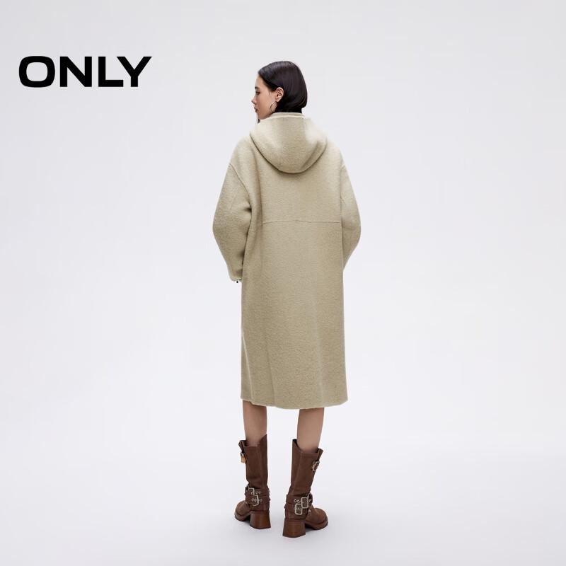 ONLY Women's Hooded Wool Blend Mid-Length Coat
