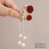 Alloy Butterfly Hair Clip Korean- Sophisticated Pearl Tassel Hair Accessory Half-Up Hair Clip For Women