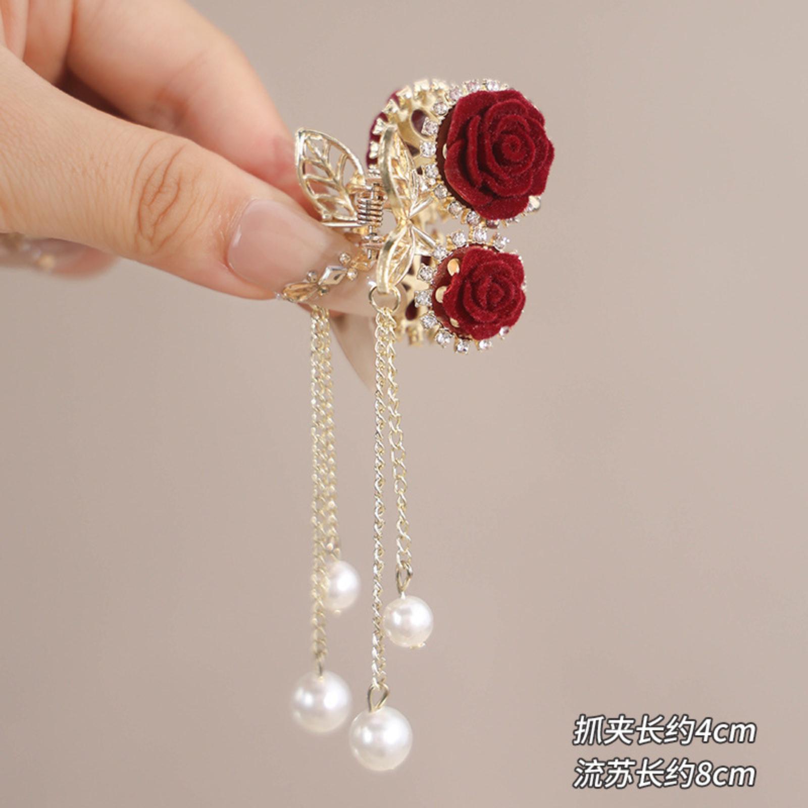 

Alloy Butterfly Hair Clip Korean- Sophisticated Pearl Tassel Hair Accessory Half-Up Hair Clip For Women One Size белый