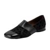 Neue Leopardenmuster-Zauber bequeme niedrige Ferse leichte Mund-Einzel-Schuhe kleine Lederschuhe Retro faule Schuhe
