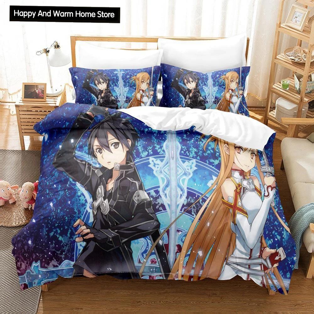 Anime Sword Art Online 3D Bedding Set Duvet Cover Pillowcase Boys Gift Home Textile Bed Linen