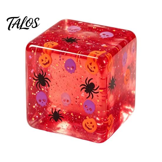 Anxiety Relief Gadget Halloween Stress Cube Sensory Toy, Squeeze Toy with Pumpkin Skull Spider Pattern, Clear Party Favors