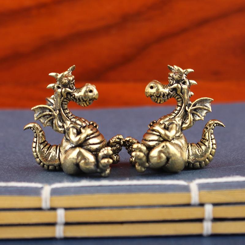 Fengshui Čínská socha létajícího draka Figurky Vintage mosazné Šťastné zvíře Dekorativní figurky Domácí dekorace Ozdoby Řemesla