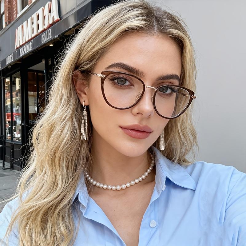 New Unique Cat Eye Glasses Retro Fashion Anti Blue Light Glasses Metal Frame Women Men Computer Glasses
