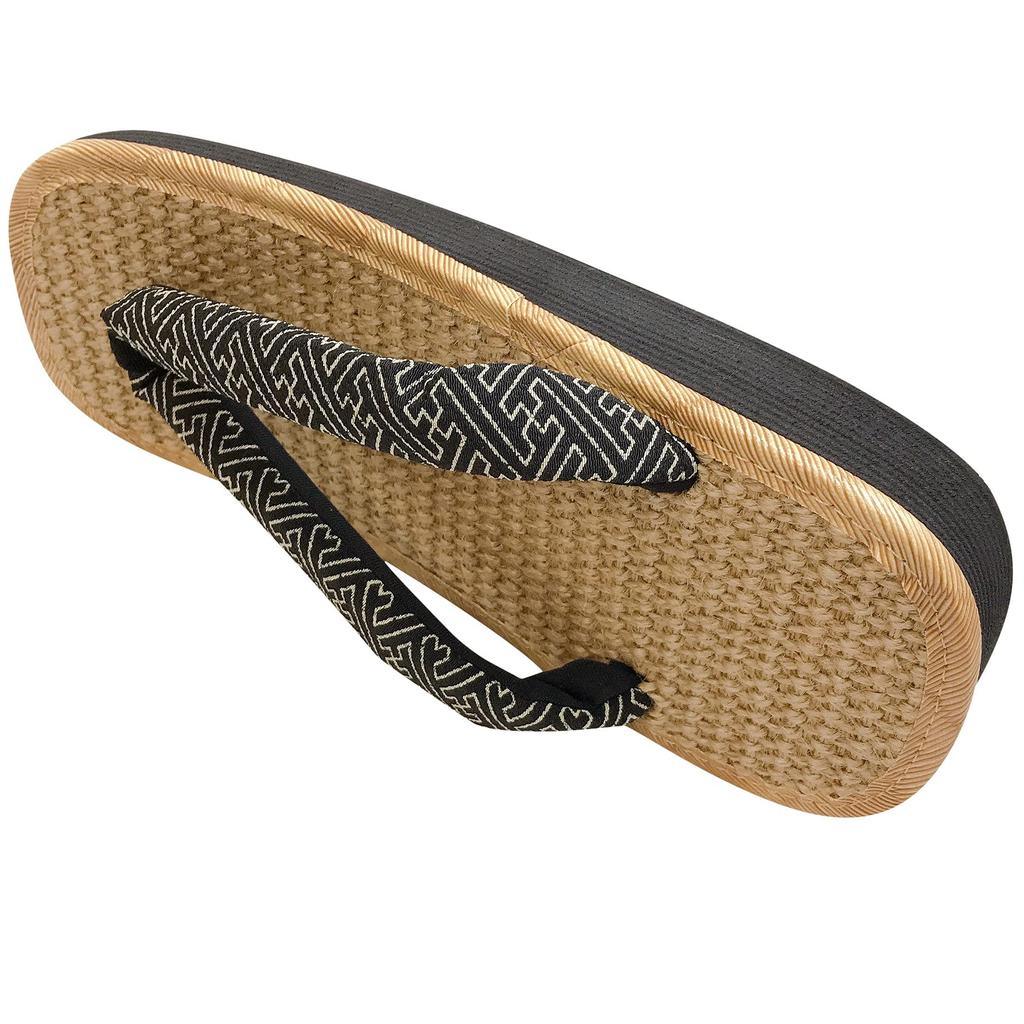 Edoten Geta Made in Genuine Hemp Zori Black Sponge Japanese Patterned Saaya Size L Sandals, Japan, Outerwear, Japanese-Style Sandals, Sole,