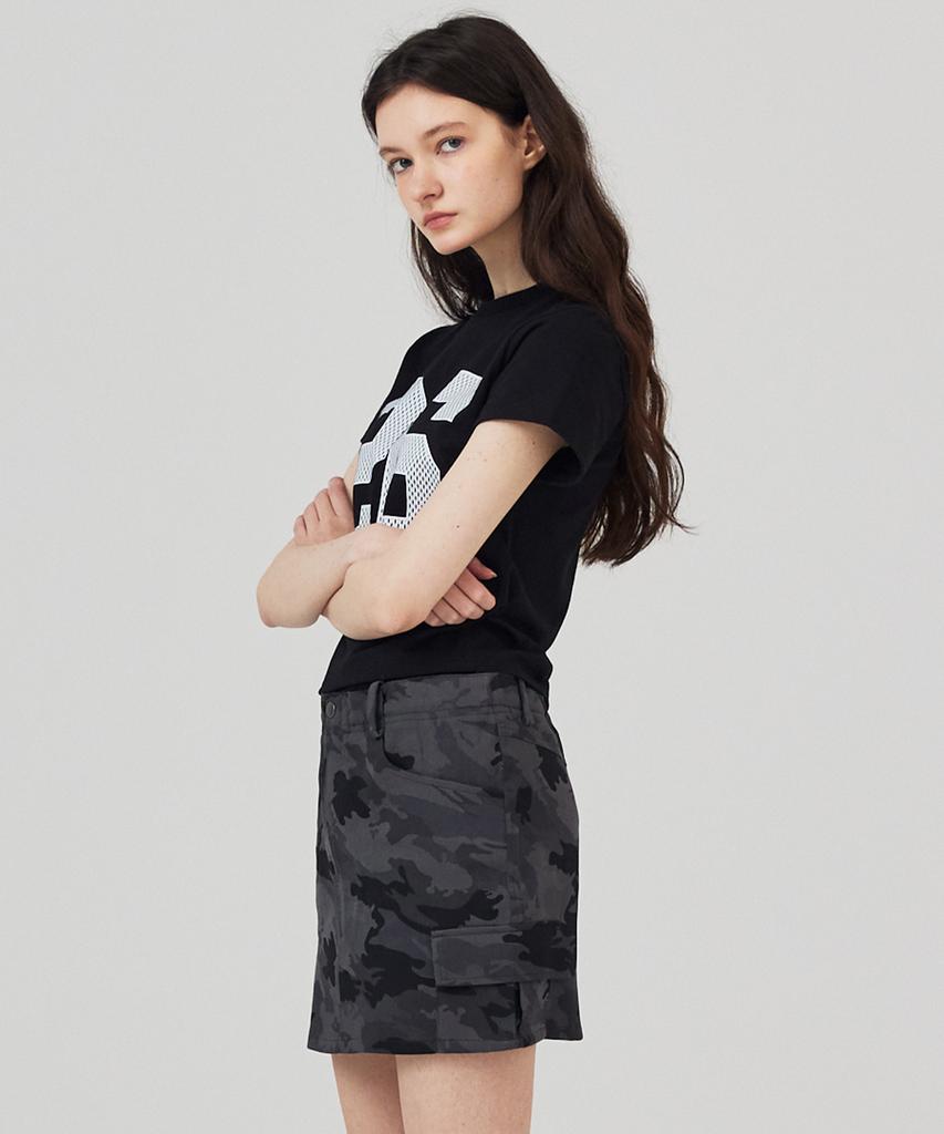 KITTY POTTERY 26 Number Crop Short Sleeve T-Shirt Black