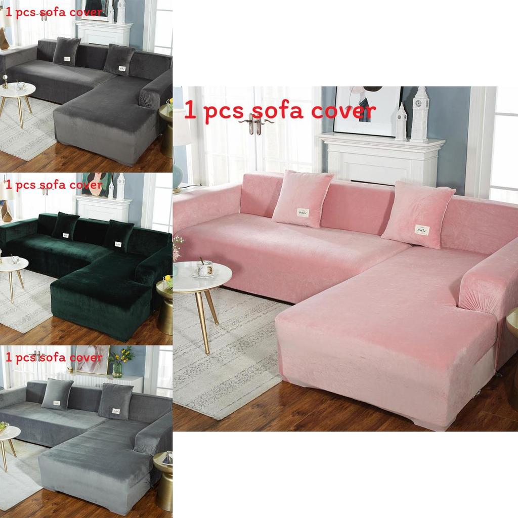 Simple Solid Color Plush Surface Sofa Protection Cover With Anti Slip Strip For Home Protection