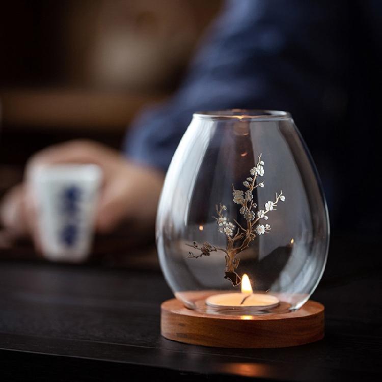 Candle Holder Glass Cover Decorations for Bedroom Farmhouses Candlesticks Decors