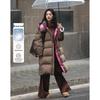 Demana Women's Winter Hooded Color Block Long Down Jacket