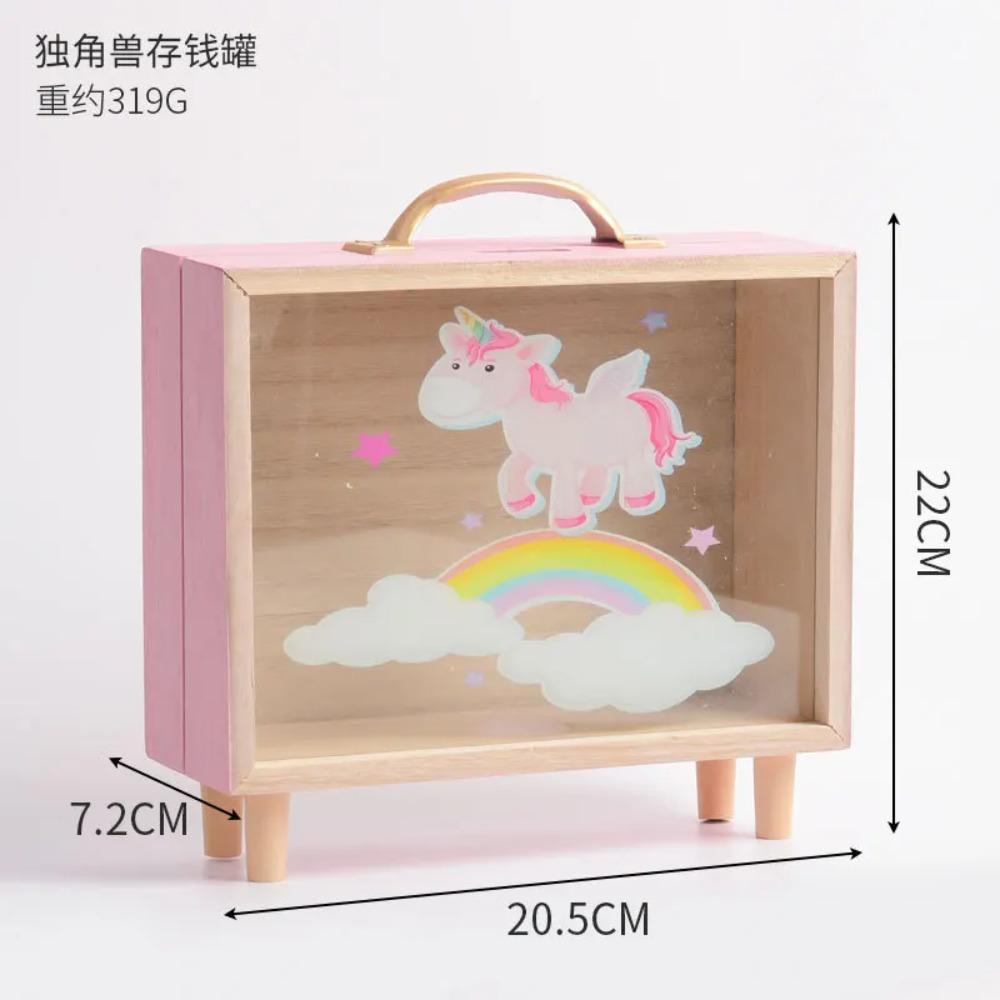 Large Capacity Cute Piggy Bank Creative Desktop Decoration Money Box Wooden Saving Box