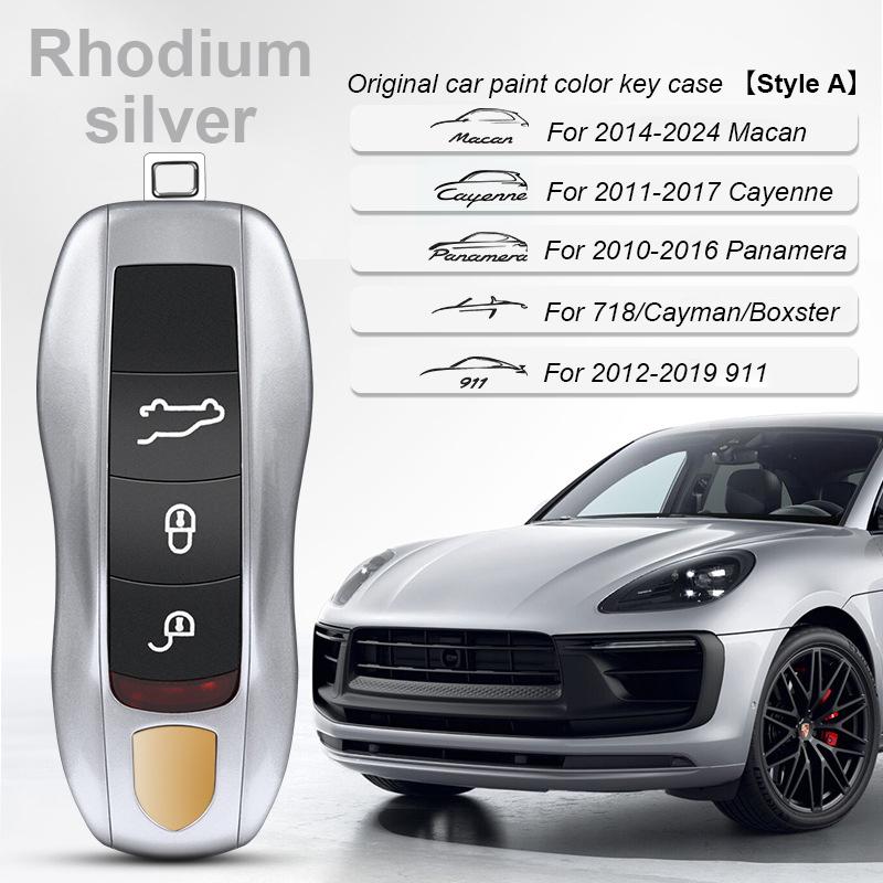 AABKR1 For Porsche Cayenne Mancan Panamera 911 718 Boxster Cayman Taycan 2010-2024 Car Key Paint Case Bordeaux Red Shell Replacement