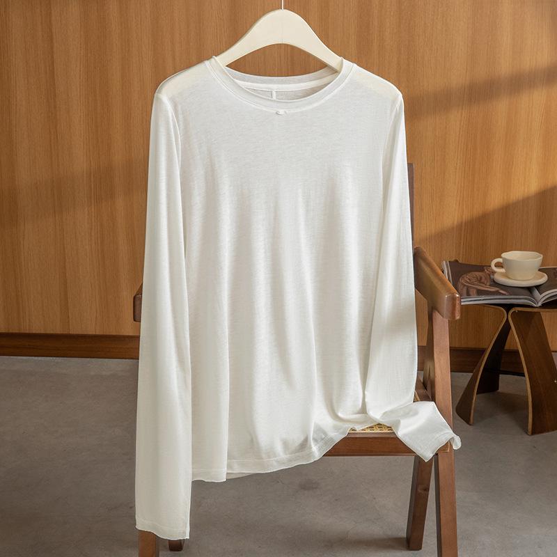 2025 Пуюань Ранняя Осень Тенсел Кашемир Круглый Вырез Необработанный Край Базовый Слой Small