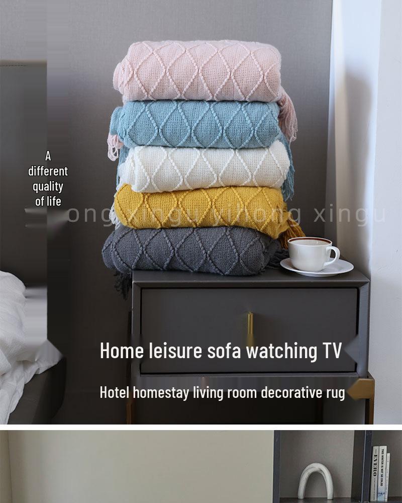 Decorative Bed Runner & Knit Throw Blanket for Home, Office, Sofa, or Nap