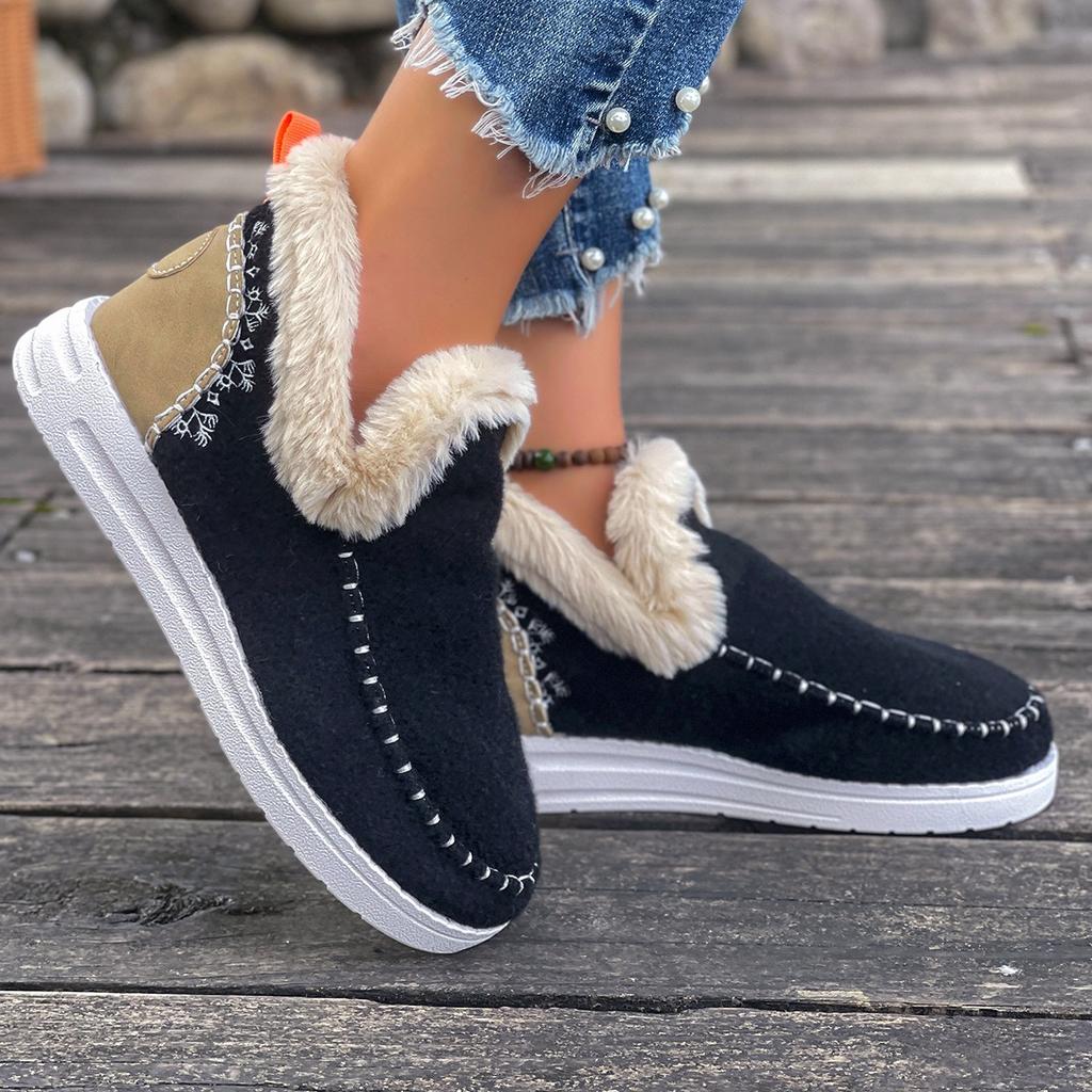 Winter new velvet warm cotton shoes large size thick-soled burrs suede flat-soled snow boots