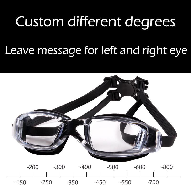 Adult -1.5 To -8.0 Myopia Electroplated Swim Glasses Waterproof Anti Fog Swim Goggles Custom Different Left Right Eye Degrees
