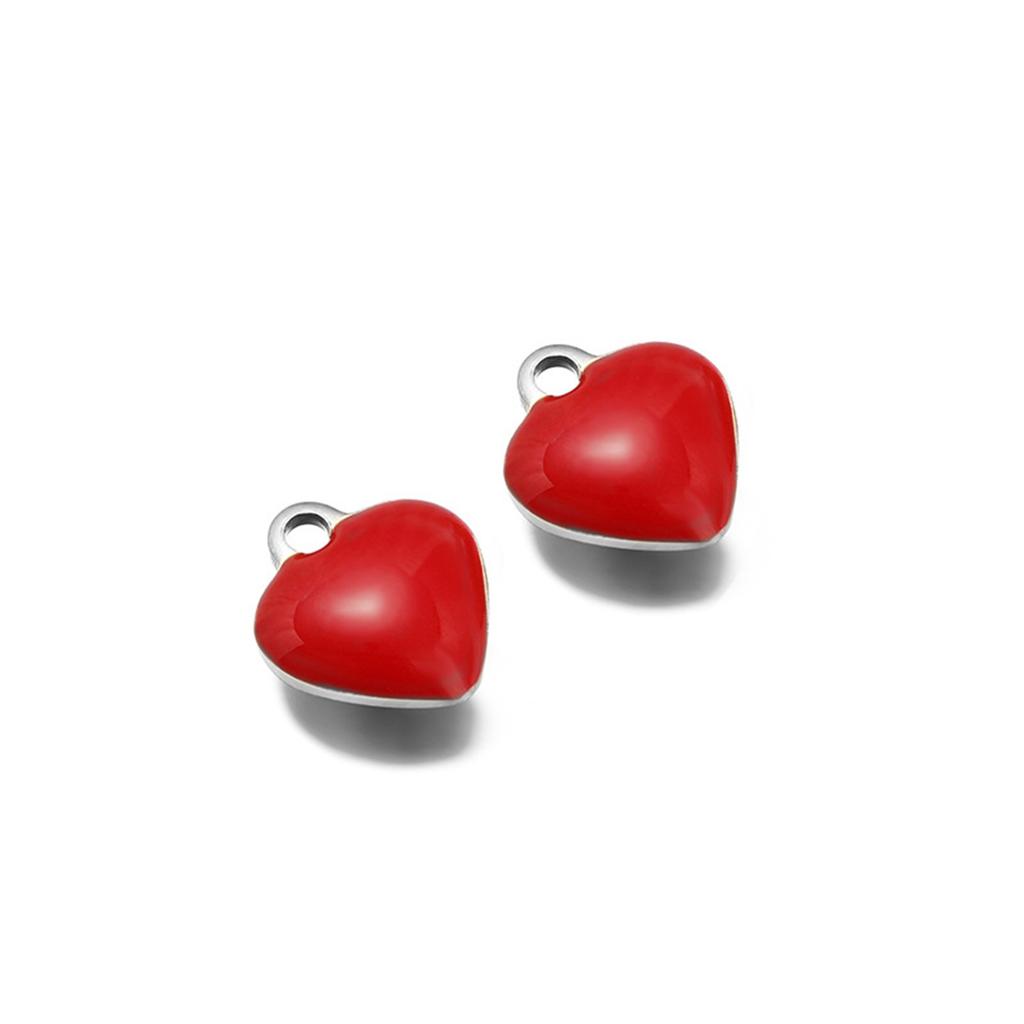 20 Piece 304 Stainless Steel Valentine's Day Charms Heart Double-sided Enamel Pendants For Necklace Earrings DIY Making Findings