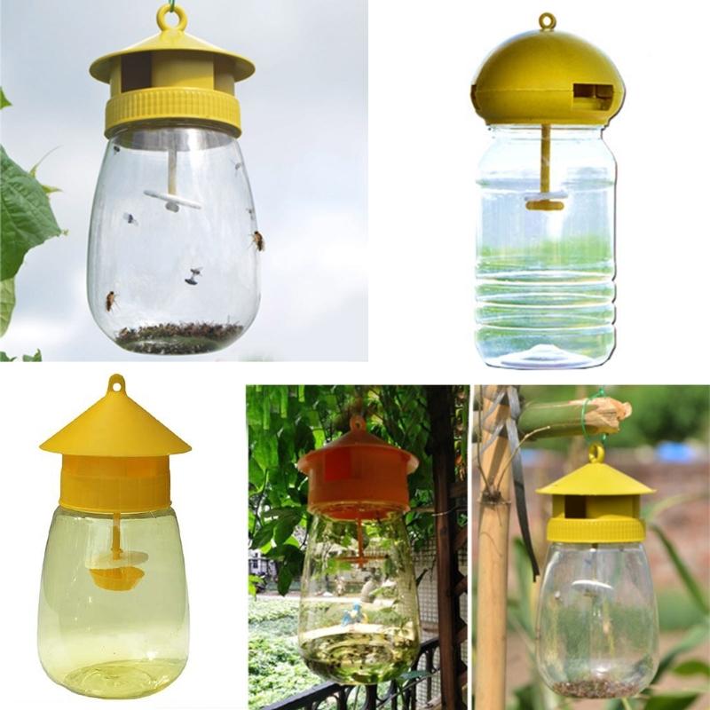 Hängende Fruchtfliegenfalle mit 4 Locklöchern, Kunststoff-Drosophila-Falle für Bauernhof, Obstgarten, einfache Bedienung, Gartenbedarf