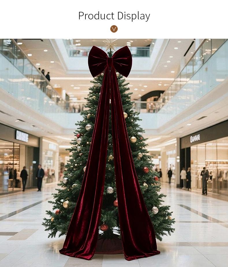 Hot Selling Large Wine Red Velvet Christmas Tree Bow Decoration
