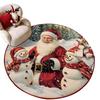 Santa Claus Polyester Christmas Round Mat Snowflake Print Anti-Slip Round Rug Snowman Cartoon Xmas Round Rug Living Room