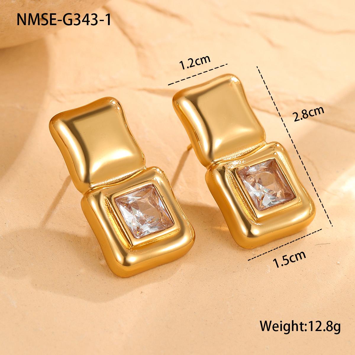 GEMCHIC Women s Geometric Cubic Zirconia Stainless Steel Earrings Vacuum Plated 18K Gold High Design Sense Fashion Earrings