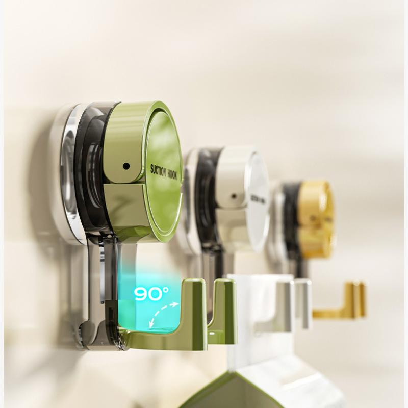 Wall Mounted Vacuum Suction Cup Double Hook No-Drilling Key Towel Hanger Hook For Bathroom Kitchen Removable Storage Hook