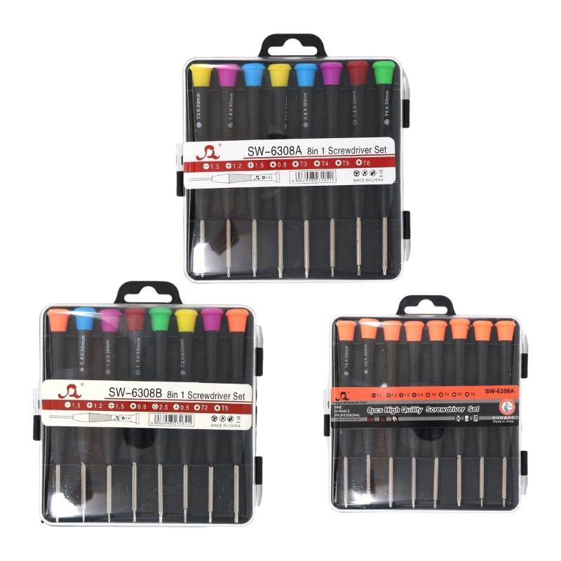 Heavy Duty Magnetic Screwdriver Set 8 Interchangeable Heads Suitable For Professional And Home Use Tight Space Repairs
