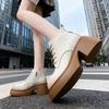 White high-heeled CM Martin boots women's autumn and winter new small thick-soled heightened thick-heeled short boots ins