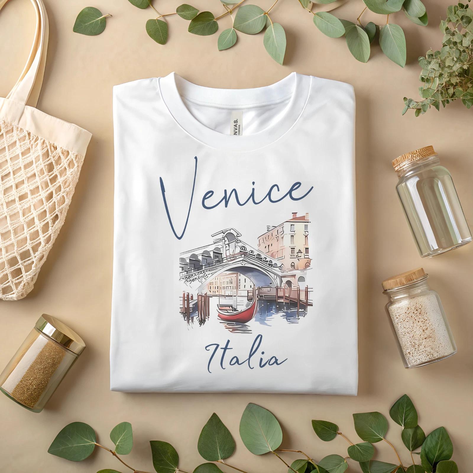 Venice Italy T-Shirt – Rialto Bridge Gondola Graphic Tee Souvenir Travel A132 2XL