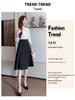 Petite Women's Black High-Waisted A-Line Pleated Mid-Length Skirt - Summer Professional Umbrella Style