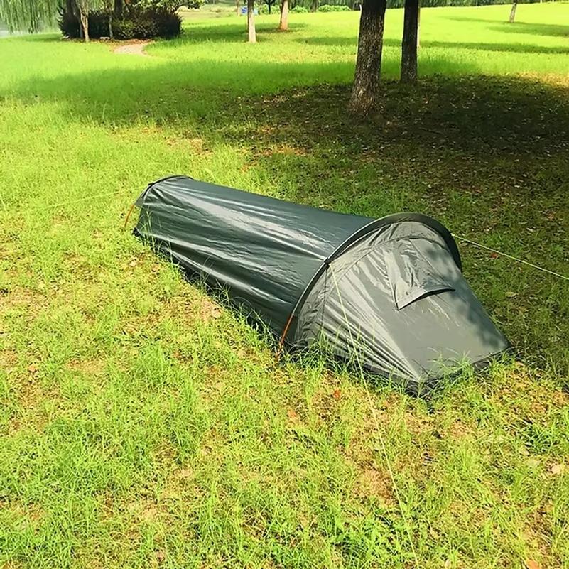 Tienda de campaña para una persona Ultraligera compacta Saco de dormir para exteriores Tienda de campaña Mochila impermeable de gran capacidad Funda para tienda de campaña