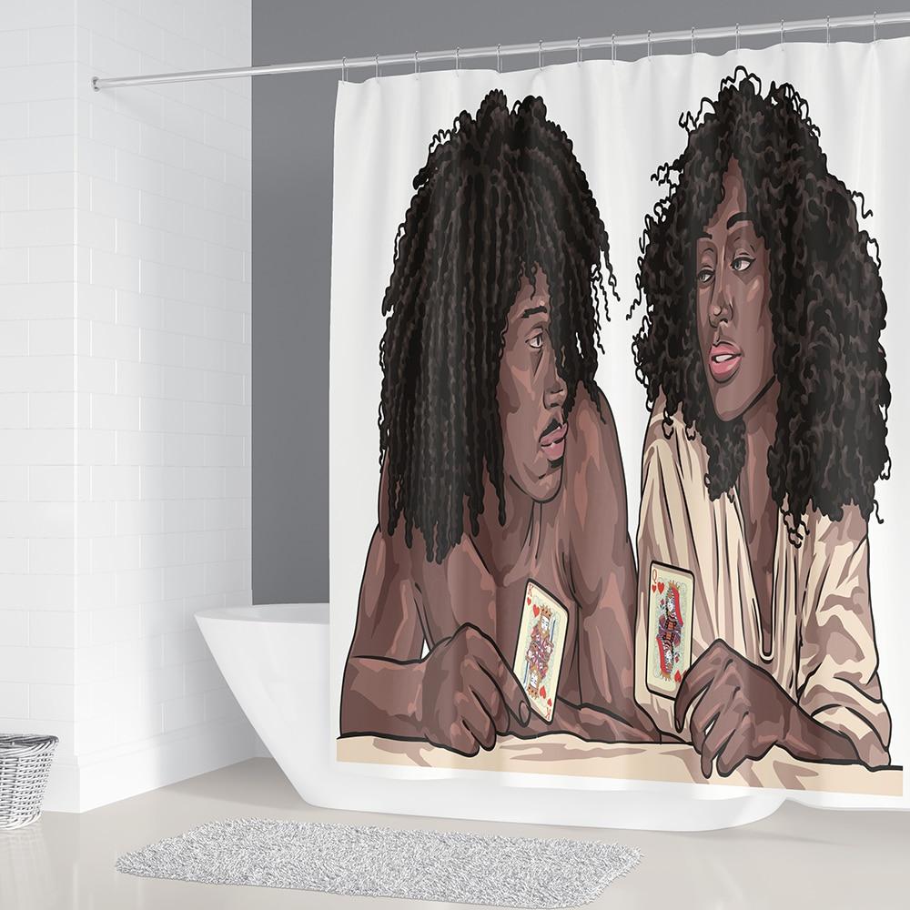 💰Kjøp African Loving Couple Shower Curtain Afro Lover Black Woman Man