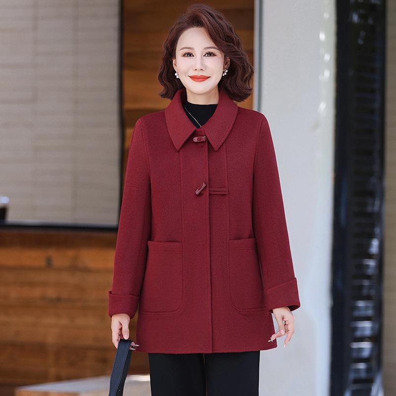 Spring and Autumn 2026 Women's Lapel Jacket - Stylish & Loose Fit for Middle-Aged & Elderly