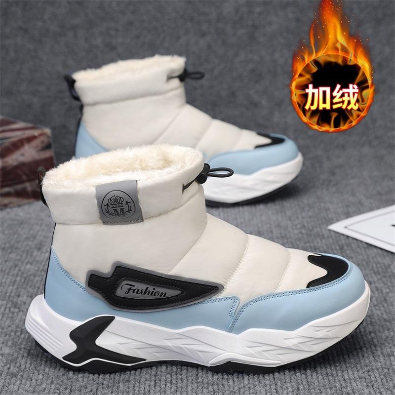 

Мужские зимние теплые меховые ботинки на толстой подошве большого размера, утолщенные, на подкладке, ботильоны, противоскользящие, для пеших прогулок, спортивные, хлопковые ботинки 39