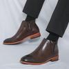 British Style Office Business Leather Boots Men's Pointed Toes Luxury Chelsea Boots Male High Quality Casual Ankle Shoes