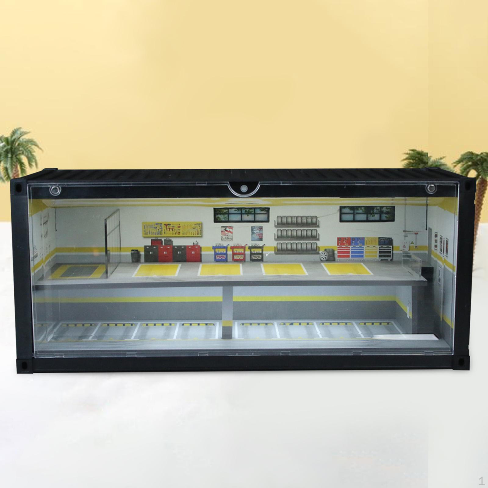 

1:64 Garage Display Case Repair Shop Scene Realistic Showcase Lighted for Sports Cars Action Figures