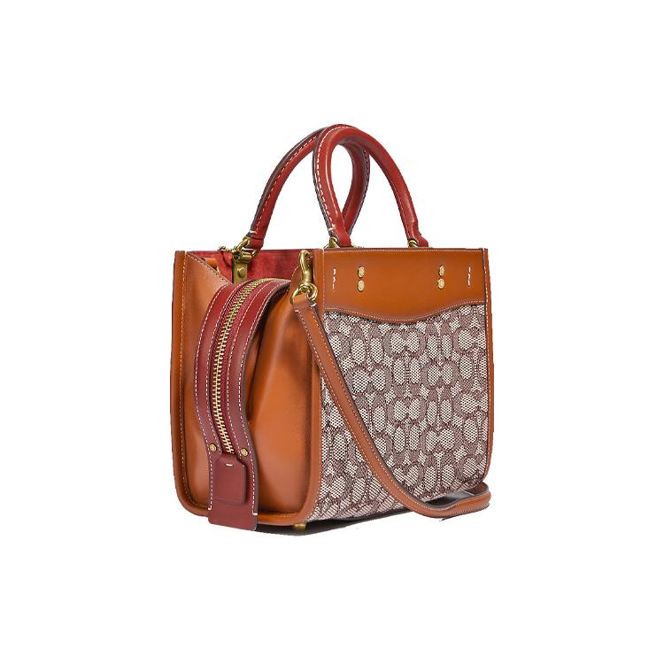 New COACH Rogue Leather Shoulder Bag Crossbody Bag Handbag Medium Size Women's Brown & Monogram C6165-B4TA7