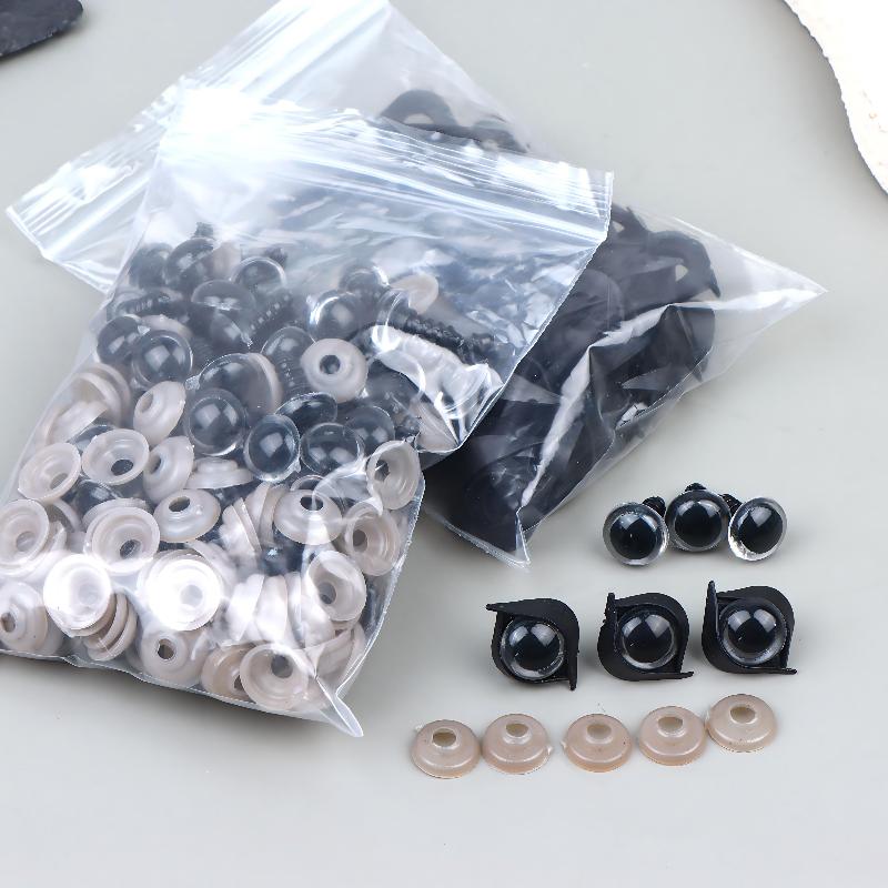 100Pcs 12mm Plastic Eyes for Bear Animal Dolls Safety Type with 50Pairs Suitable for Professional DIY Craft Making