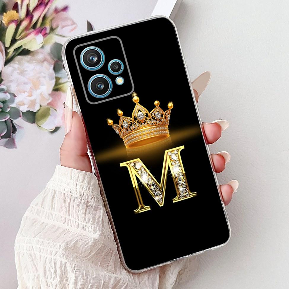 6.4" For Realme 9 Pro Plus Case RMX3392 Clear Fashion Luxury A-Z Letters Soft Bumper Cover For Realme 9 Pro+ Phone Case RMX3393