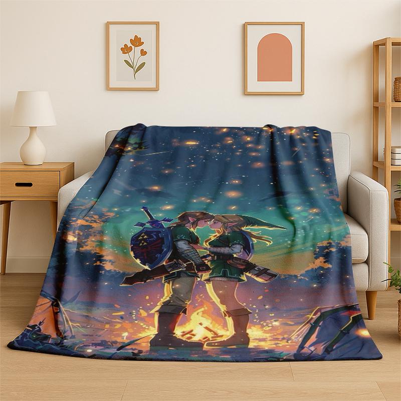 Classic Game Z-Zelda Cartoon Link Flannel Blanket Soft Warm Throw Blanket for Bedroom Living Room Bed Travel Camping Picnic